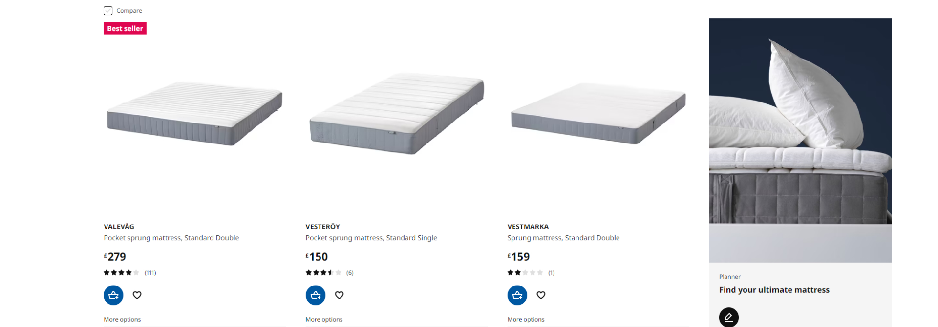 Lista produktów w sklepie internetowym IKEA