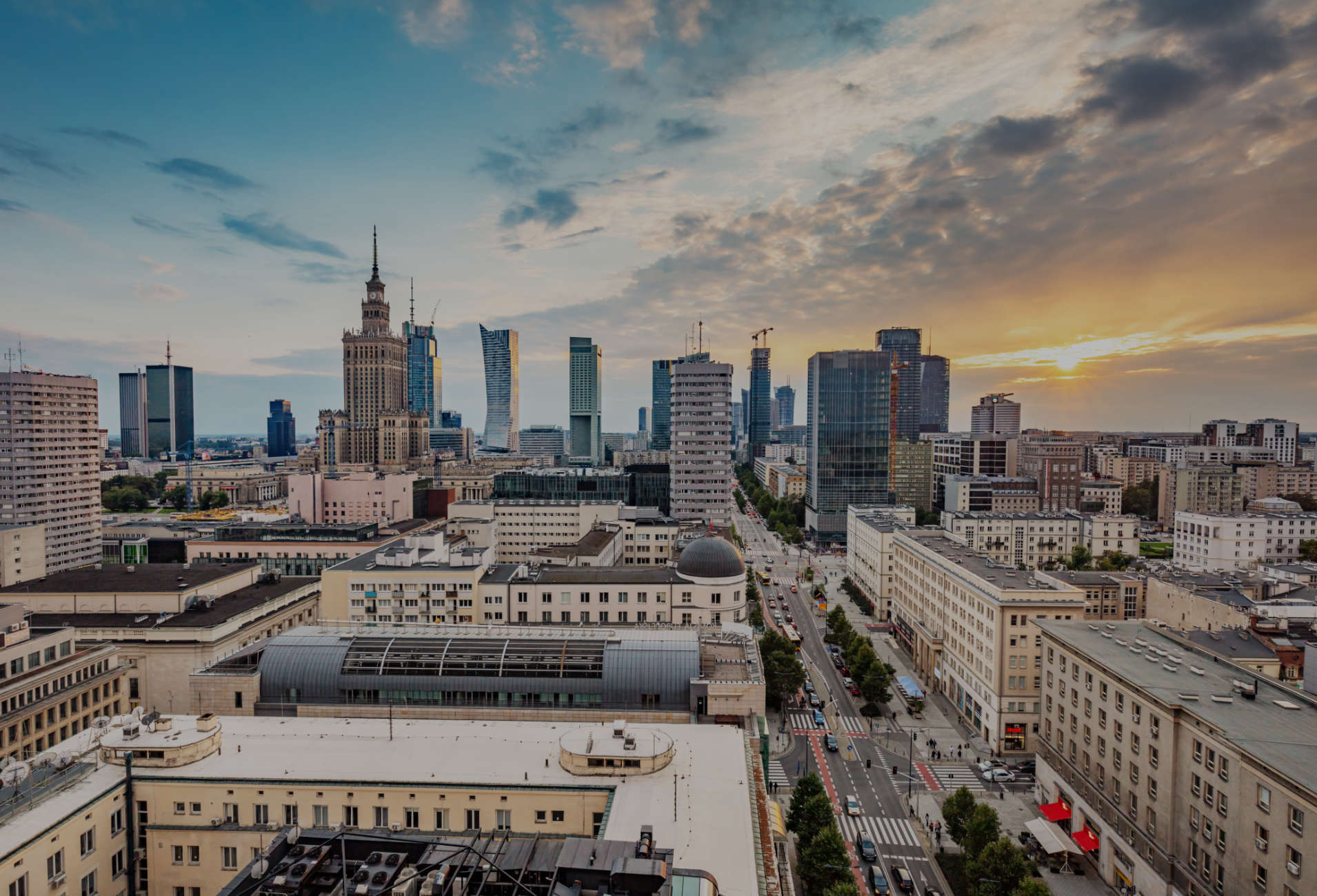 Panorama centrum miasta w Warszawie