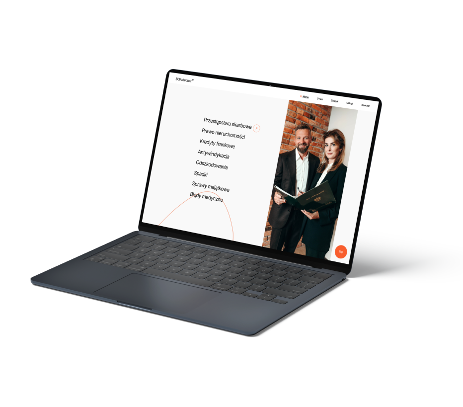 Menu strony internetowej BO Adwokat
