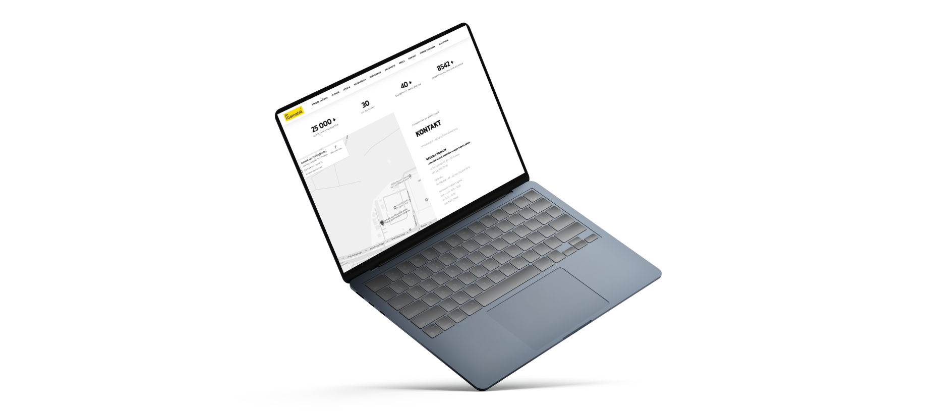 Widok strony kontaktu na stronie internetowej Gamabik