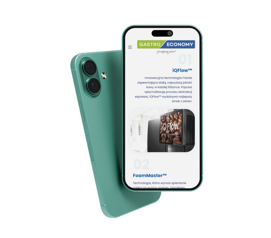 Widok wersji mobilnej strony internetowej Gastro-Economy