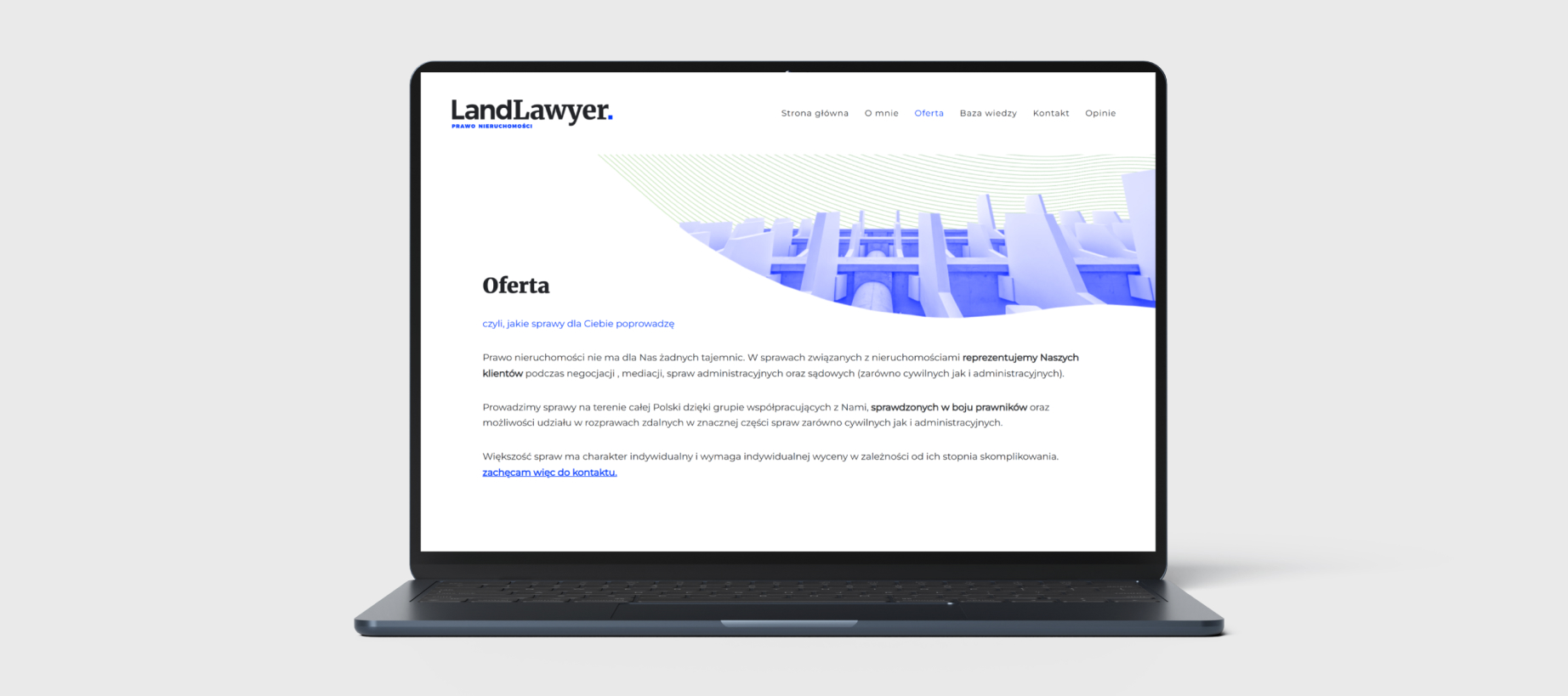 Prezentacja oferty na stronie internetowej landlawyer.com.pl
