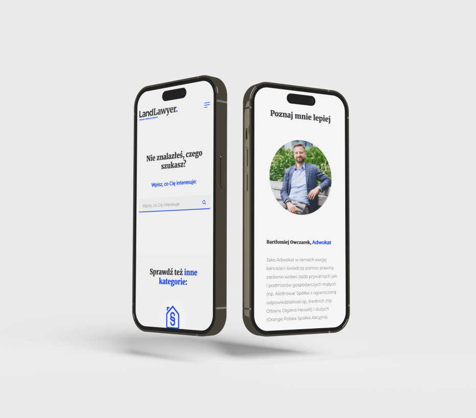 Widok wersji mobilnej strony internetowej landlawyer.com.pl