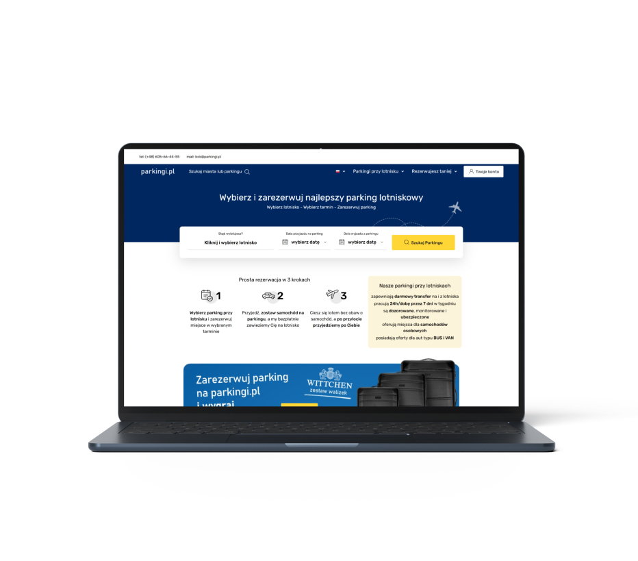 Widok mobilny i desktopowy sklepu internetowego Parkingi.pl