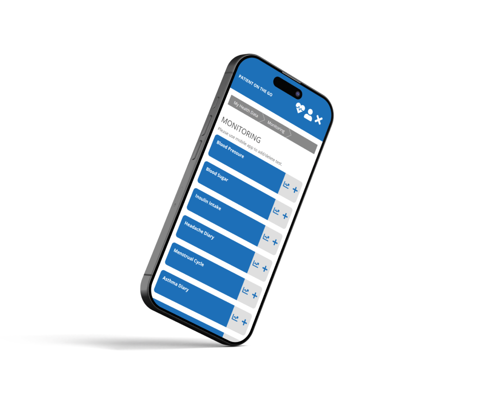 Widoki mobilne aplikacji Patient On The Go