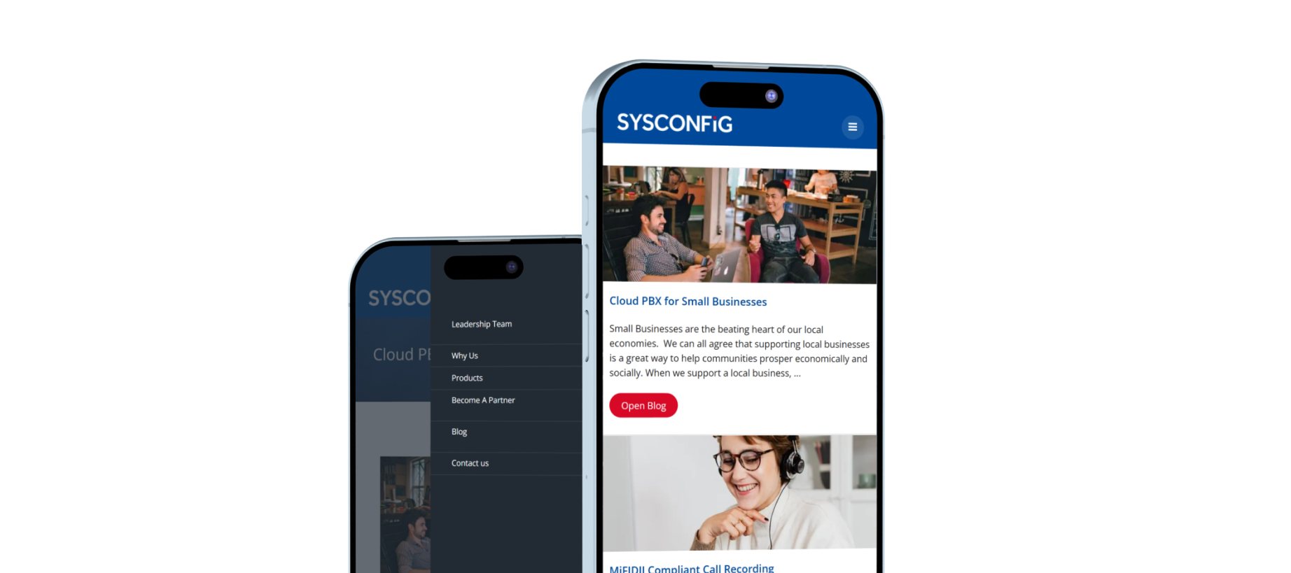Widok strony internetowej sysconfig na urządzeniu mobilnym