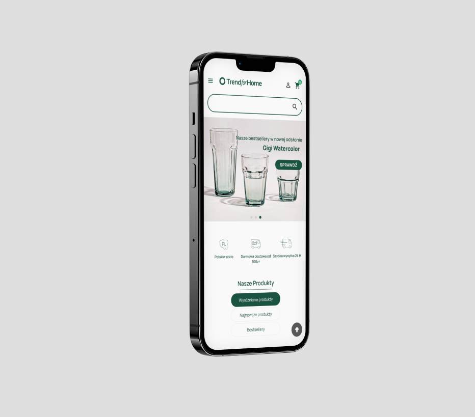 Strona internetowa Trend for Home - wersja mobile